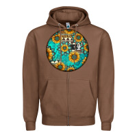 Chestnut Round western pattern Zipper Hoodie - Jasminsmagicworld
