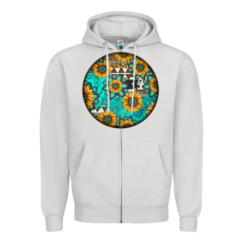 Round Western Pattern Zipper Hoodie by Jasminsmagicworld | Teevron