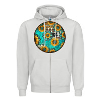 Dove Grey Round western pattern Zipper Hoodie - Jasminsmagicworld
