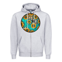 Heather Grey Round western pattern Zipper Hoodie - Jasminsmagicworld