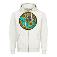 Oatmeal Heather Round western pattern Zipper Hoodie - Jasminsmagicworld