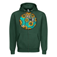 Sports Green Round western pattern Zipper Hoodie - Jasminsmagicworld