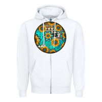 White Round western pattern Zipper Hoodie - Jasminsmagicworld