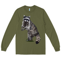 Army Green Raccoon Illustrations Long Sleeve Tee - LillyAllenDesigns