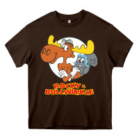 Chocolate Brown rocky & bullwinkle Heavy Core Tee - linhVisuals