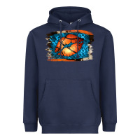Navy Basketball Lips Heavyweight Hoodie - Jasminsmagicworld
