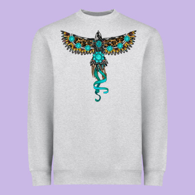 Turquoise Thunderbird Heavyweight Sweatshirt Designed By Ranaportraitstore