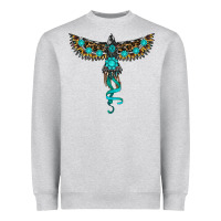 Heather Grey turquoise thunderbird Heavyweight Sweatshirt - RanaPortraitStore