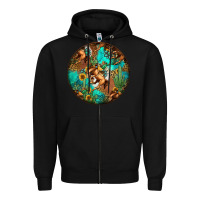 Black western pattern circle Zipper Hoodie - Jasminsmagicworld
