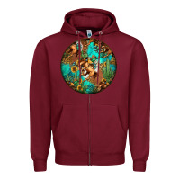 Burgundy western pattern circle Zipper Hoodie - Jasminsmagicworld