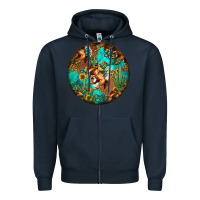 Navy western pattern circle Zipper Hoodie - Jasminsmagicworld