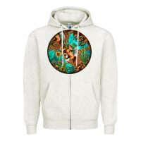 Oatmeal Heather western pattern circle Zipper Hoodie - Jasminsmagicworld