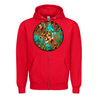 Red western pattern circle Zipper Hoodie - Jasminsmagicworld