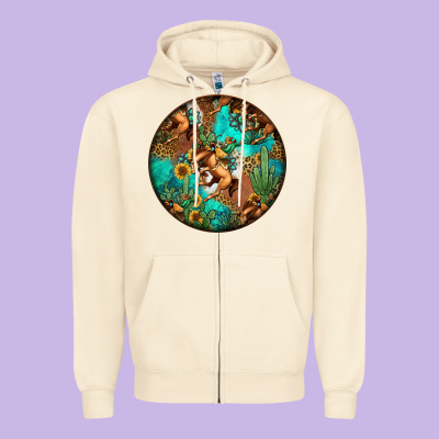 Western Pattern Circle Zipper Hoodie Designed By Jasminsmagicworld