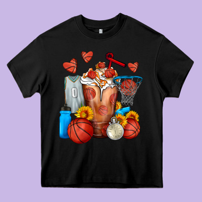 Basketball Sunflower Frappe Heavy Core Tee Designed By Fadigitalartstudio