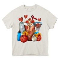 Cream Basketball Sunflower Frappe Heavy Core Tee - FaDigitalArtStudio
