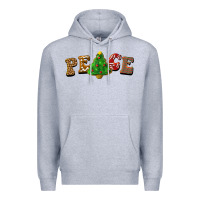 Heather Grey christmas peace Premium Hoodie - BarkalooDesign