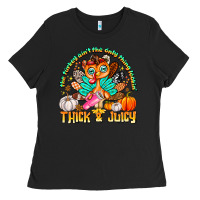 Black The Turkey Ain’t The Only Thing Lookin Thick & J Ladies Tee - CowhideDigitalArt