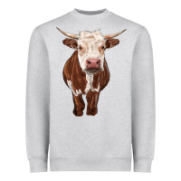 Heather Grey hereford cow Heavyweight Sweatshirt - RanaPortraitStore