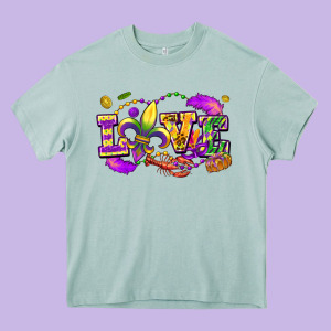 Love Mardi Gras Heavy Core Tee Designed By Fadigitalartstudio
