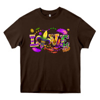 Chocolate Brown Love Mardi Gras Heavy Core Tee - FaDigitalArtStudio