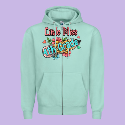 Little Miss Fourth Grade Zipper Hoodie Designed By Jasminsmagicworld