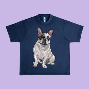 White Black French Bulldog Urban Heavy Tee Designed By Lillyallendesigns