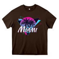 Chocolate Brown miami beach souvenir vintage 80s Heavy Core Tee - linhVisuals