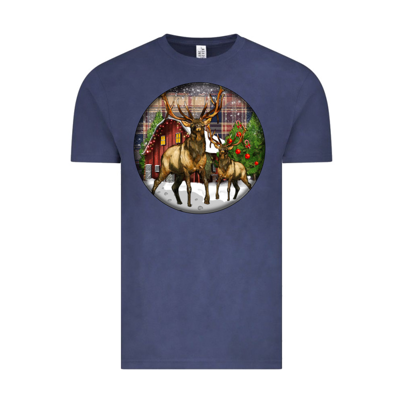 Elk Buck Deer Christmas Vintage Tee by LillyAllenDesigns | Teevron