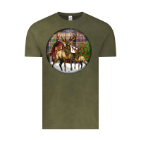 Vintage Olive elk buck deer christmas Vintage Tee - LillyAllenDesigns