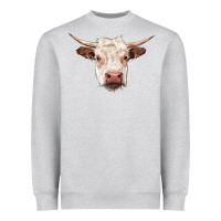Heather Grey hereford cow head Heavyweight Sweatshirt - RanaPortraitStore