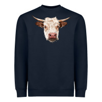 Navy hereford cow head Heavyweight Sweatshirt - RanaPortraitStore