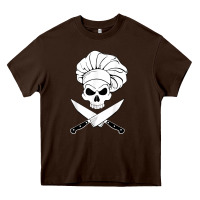 Chocolate Brown chef skull and crossbones knives halloween Heavy Core Tee - linhVisuals