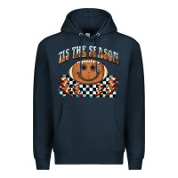 Navy tis the season football smiley face Premium Hoodie - BarkalooDesign