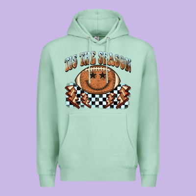 Tis The Season Football Smiley Face Premium Hoodie Designed By Barkaloodesign