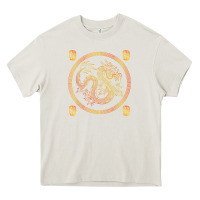 Cream chinese animal dragon Heavy Core Tee - linhVisuals