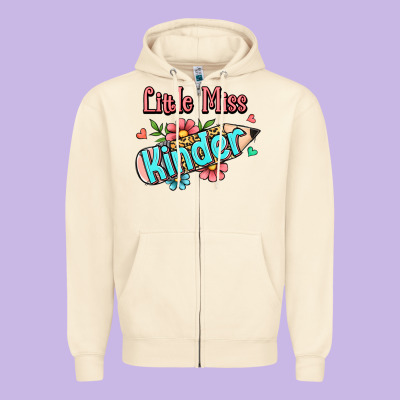 Little Miss Kindergarten Zipper Hoodie Designed By Jasminsmagicworld
