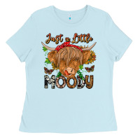 Baby Blue Just a Little Moody Ladies Tee - CowhideDigitalArt