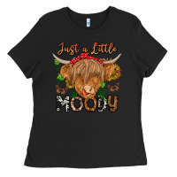 Black Just a Little Moody Ladies Tee - CowhideDigitalArt