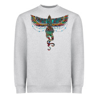 Heather Grey aztec serape thunderbird Heavyweight Sweatshirt - RanaPortraitStore