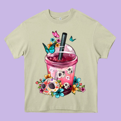 Mexican Day Of The Dead Skulls Coffee Cup Heavy Core Tee Designed By Fadigitalartstudio