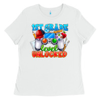 White 1st Grade Level Unlocked Ladies Tee - CowhideDigitalArt