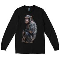 Black Chimpanzee Illustrations Long Sleeve Tee - LillyAllenDesigns