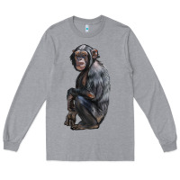 Heather Grey Chimpanzee Illustrations Long Sleeve Tee - LillyAllenDesigns
