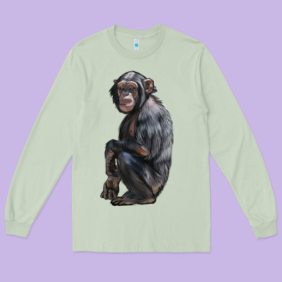 Chimpanzee Illustrations Long Sleeve Tee Designed By Lillyallendesigns