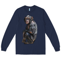Navy Chimpanzee Illustrations Long Sleeve Tee - LillyAllenDesigns
