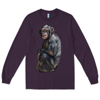Plum Chimpanzee Illustrations Long Sleeve Tee - LillyAllenDesigns