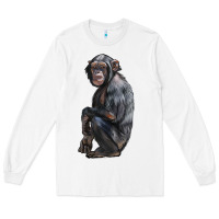 White Chimpanzee Illustrations Long Sleeve Tee - LillyAllenDesigns