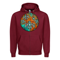 Burgundy western pattern circle Zipper Hoodie - Jasminsmagicworld