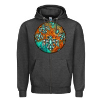 Charcoal Heather western pattern circle Zipper Hoodie - Jasminsmagicworld